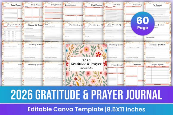 2026 Gratitude Prayer Journal Canva