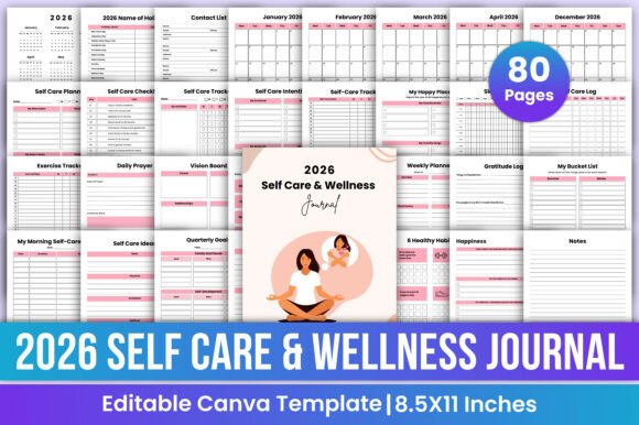2026 Self Care Wellness Journal Canva