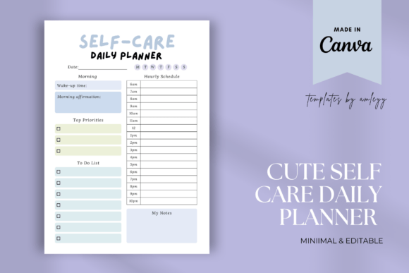 Cute Self-Care Daily Planner Template: A Guide to Mindful Living