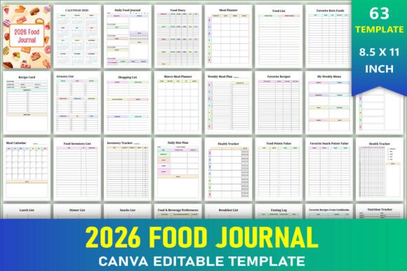 Editable 2026 Food Journal